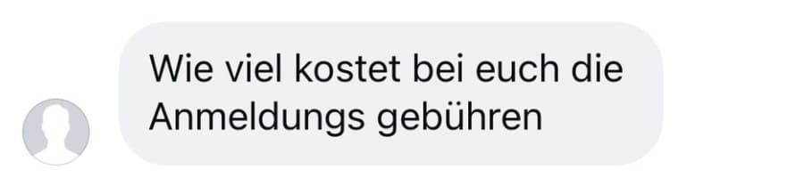 Anfrage zu den Anmeldegebühren