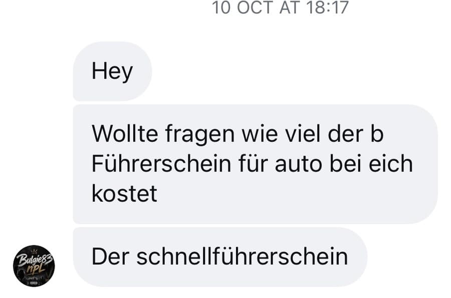 Anfrage zum Schnellführerschein